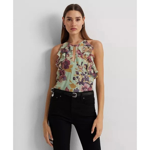Lauren Ralph Lauren Tops - LAUREN Ralph Lauren Black Label NWT Women's Green  Georgette Halter Size 10